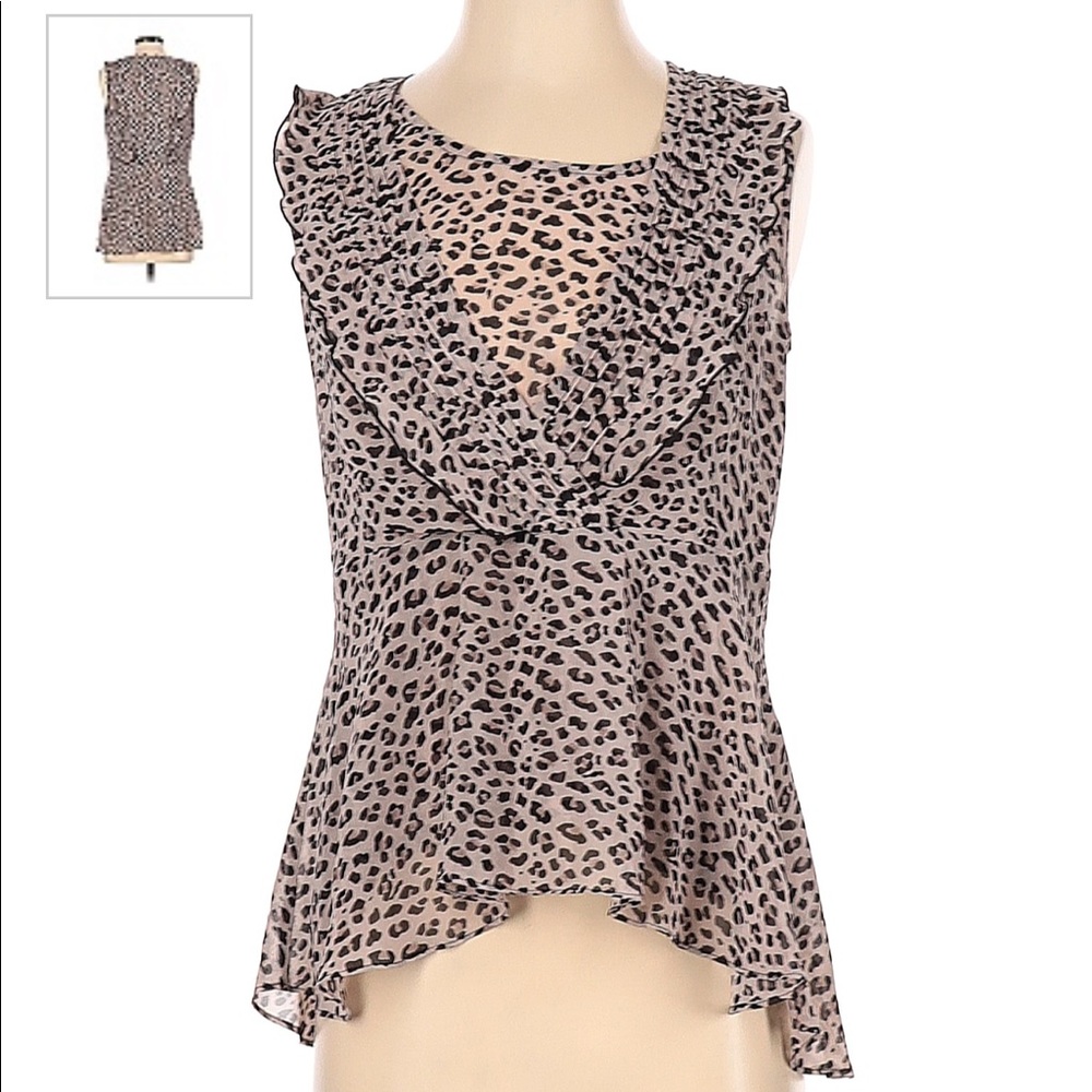 Cabi Leopard Print Flutter Sleeveless Blouse - image 2